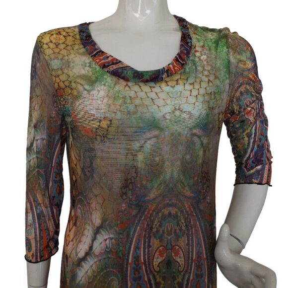 COCO + CARMEN Dress, S/M, Mesh,Color Snake/Paisley Print, Asymmetrical/Sharkbite - Picture 2 of 12